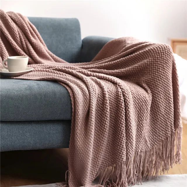 Aurora Weave Luxe Knitted Blanket for a Warm, Sophisticated Home - All Around Casa