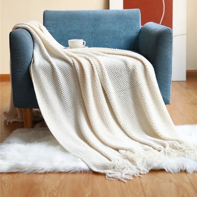 Aurora Weave Luxe Knitted Blanket for a Warm, Sophisticated Home - All Around Casa