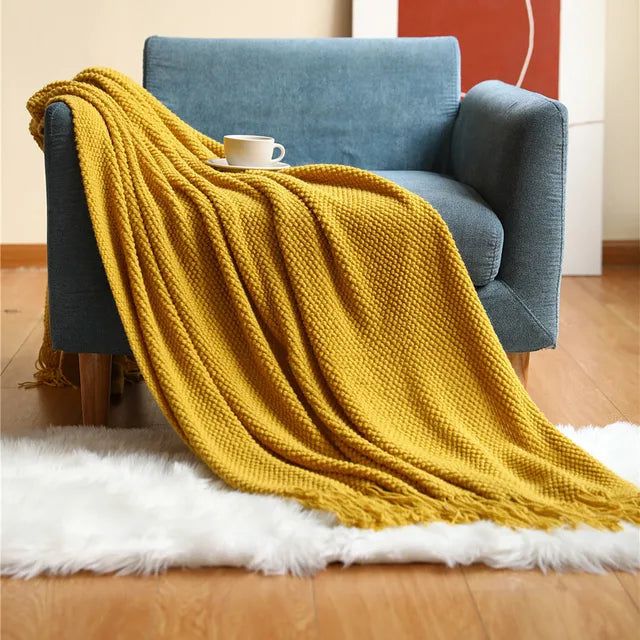 Aurora Weave Luxe Knitted Blanket for a Warm, Sophisticated Home - All Around Casa