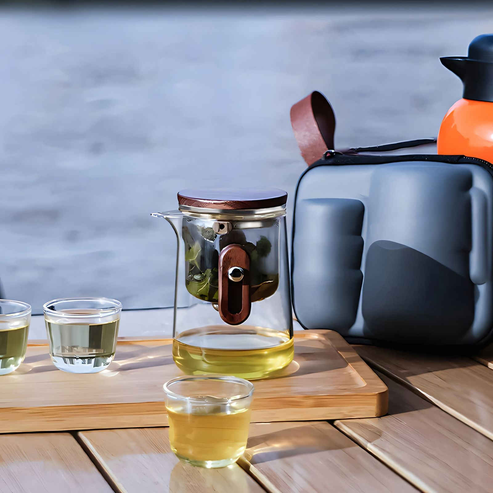 AuroraBrew Elegant Glass Travel Tea Set for Refined Moments Anywhere - All Around Casa