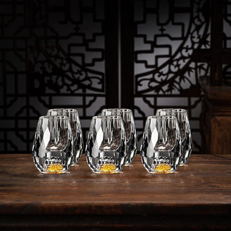 AuroraLuxe Crystal Glasses – Elegant Handcrafted Design with Golden Accents - All Around Casa
