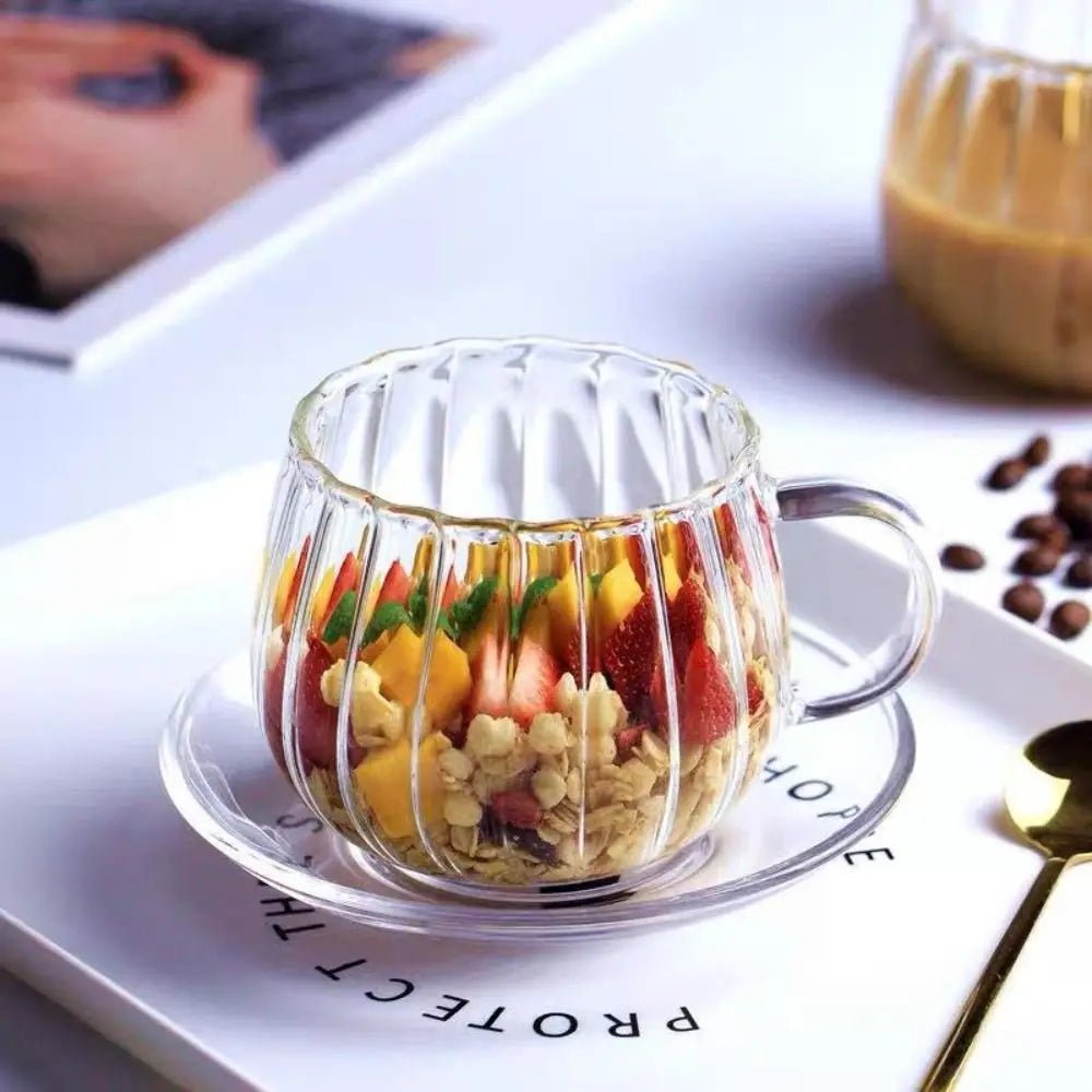 AuroraRuffle Elegant Glass Mug Set for Artistic Coffee Moments - All Around Casa