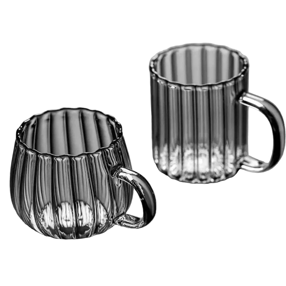 AuroraRuffle Elegant Glass Mug Set for Artistic Coffee Moments - All Around Casa