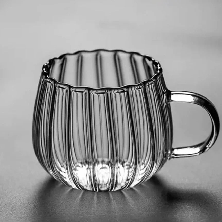 AuroraRuffle Elegant Glass Mug Set for Artistic Coffee Moments - All Around Casa