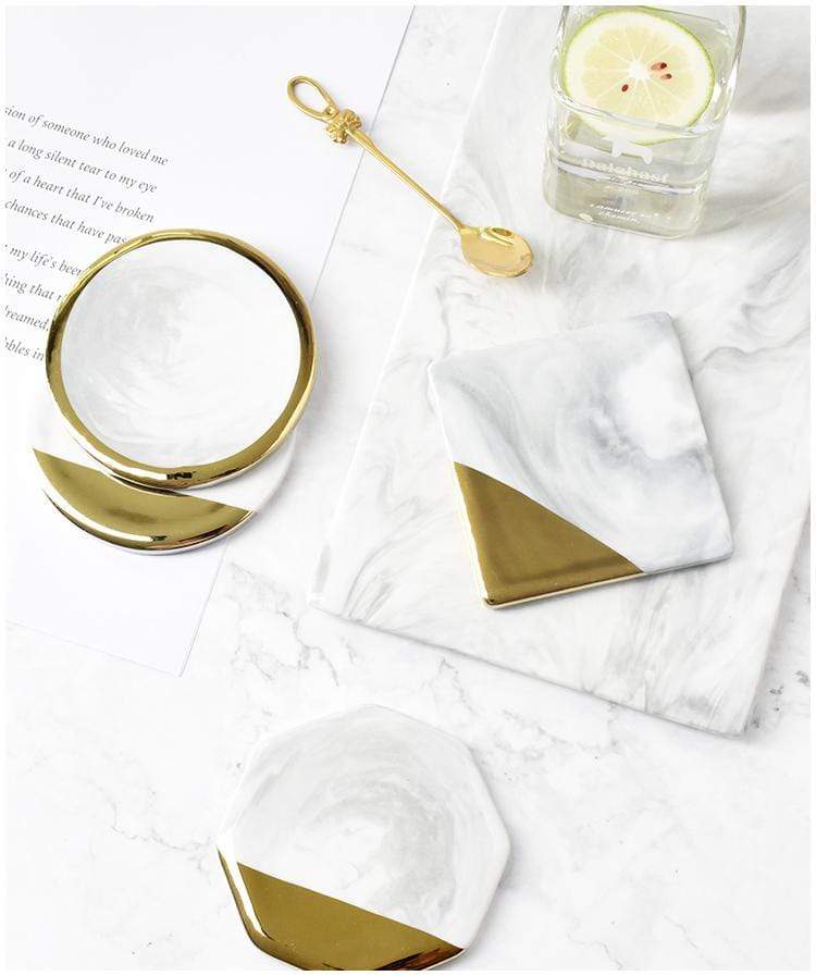 AuroraStone Elegant Marble Coaster – Timeless Accent for Refined Tabletops - All Around Casa