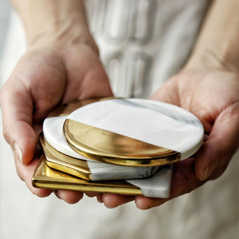 AuroraStone Elegant Marble Coaster – Timeless Accent for Refined Tabletops - All Around Casa