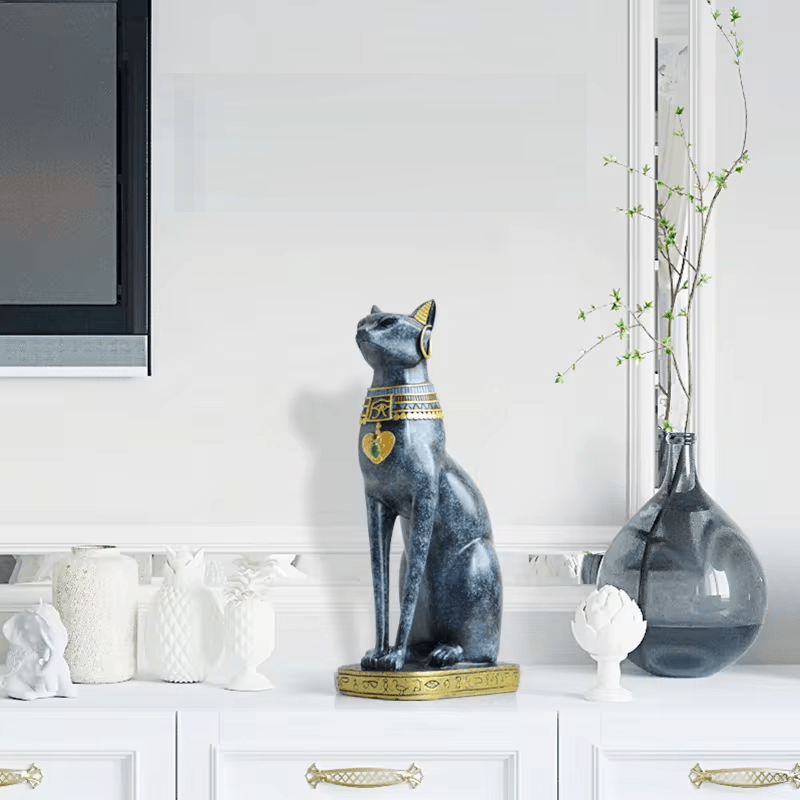 Aurum Bastet Elegant Cat Figurine with Ancient Egyptian Charm - All Around Casa
