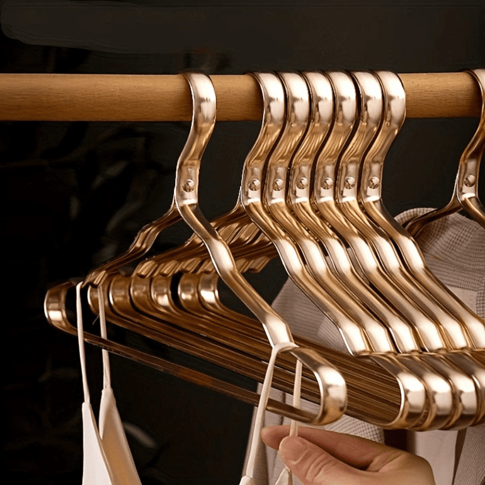 AurumLine Sleek Brass Coat Hangers – Minimalist Luxury for Refined Wardrobes - All Around Casa