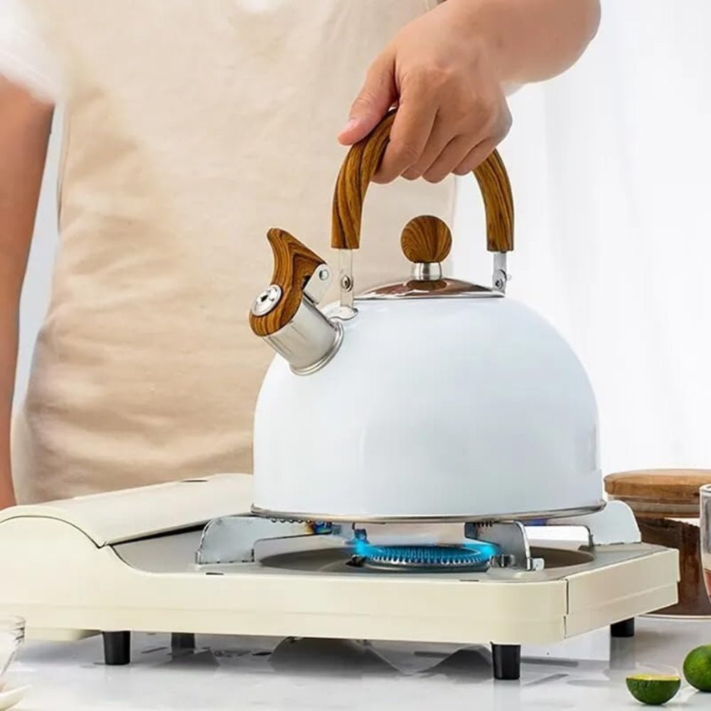 AurumWhistle Elegant Stainless Steel Kettle with Gentle Whistling Charm - All Around Casa