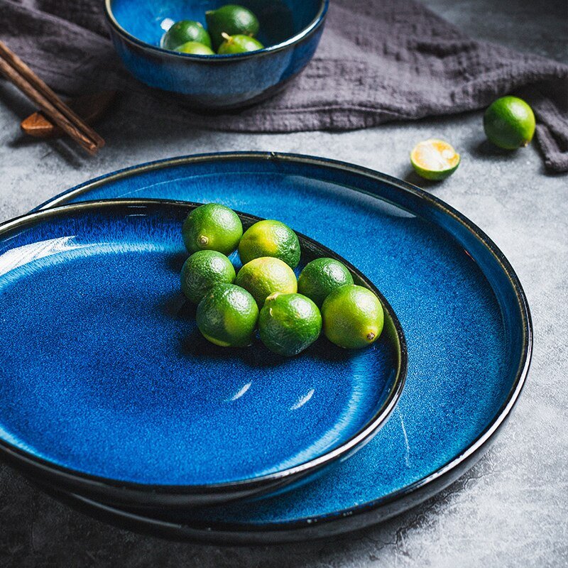 AzureTide Elegant Ceramic Dinner Plates for Refined Coastal Dining - All Around Casa