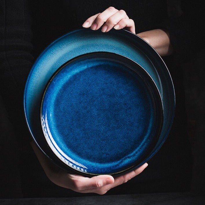 AzureTide Elegant Ceramic Dinner Plates for Refined Coastal Dining - All Around Casa