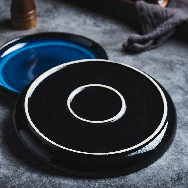 AzureTide Elegant Ceramic Dinner Plates for Refined Coastal Dining - All Around Casa