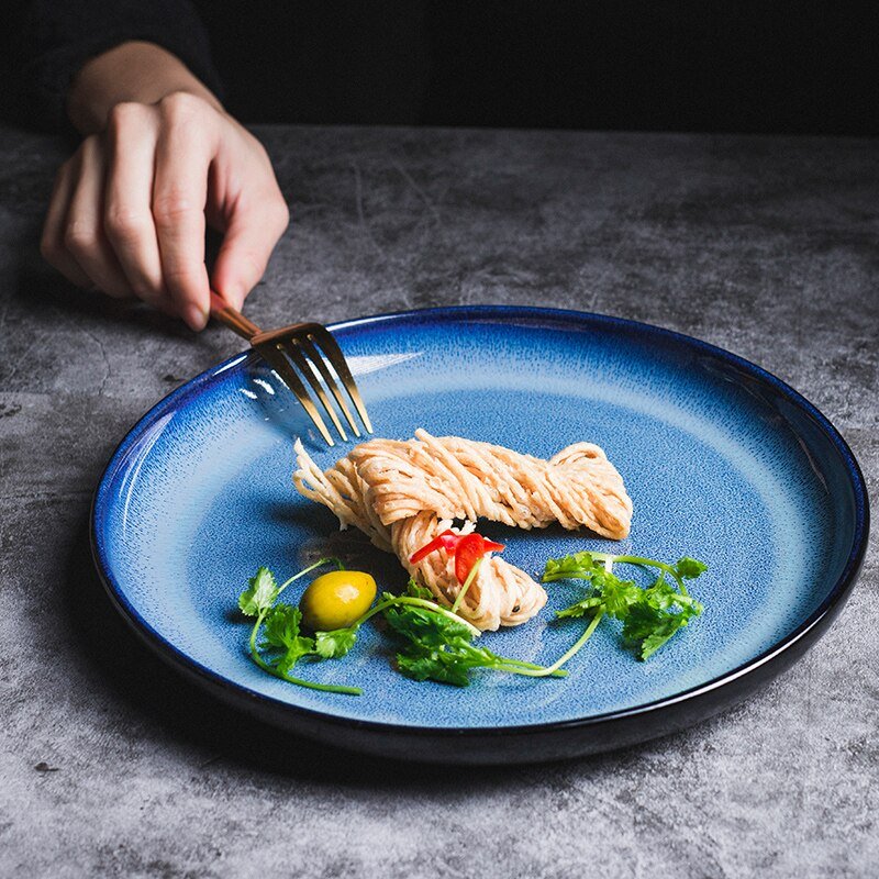 AzureTide Elegant Ceramic Dinner Plates for Refined Coastal Dining - All Around Casa