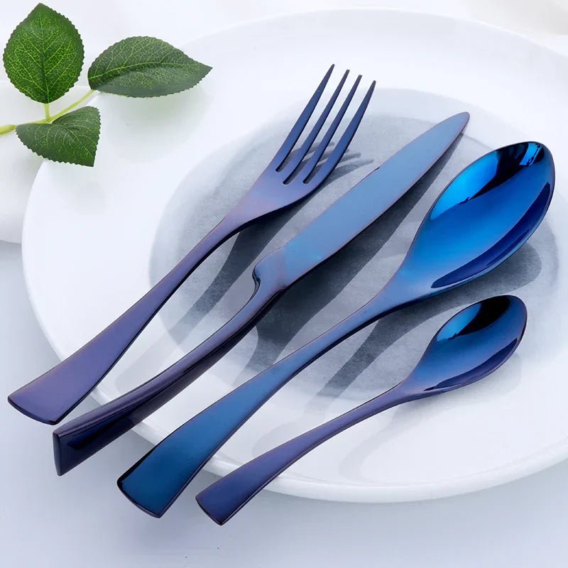 AzureWave Elegant Flatware Set – Stainless Steel Dining Cutlery with Ocean - Inspired Accents for Sophisticated Tables - All Around Casa