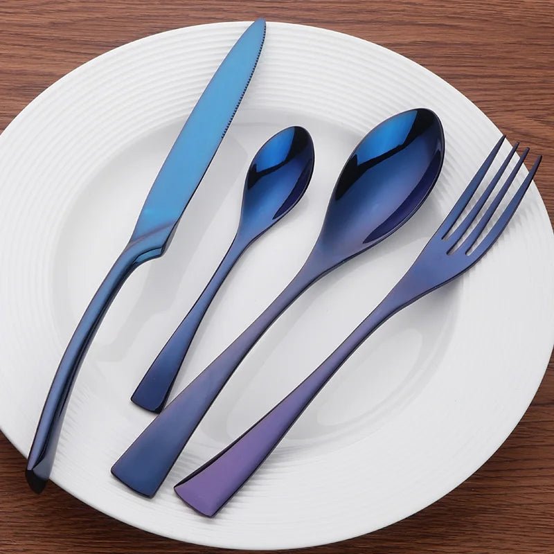 AzureWave Elegant Flatware Set – Stainless Steel Dining Cutlery with Ocean - Inspired Accents for Sophisticated Tables - All Around Casa