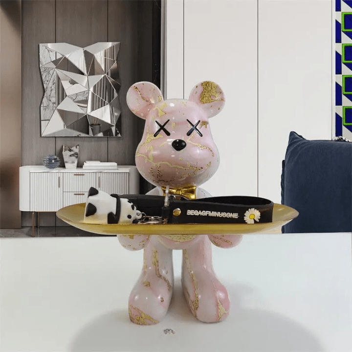 Bearé Luxe – Handcrafted Teddy Sculpture with Elegant Storage Dish for Modern Interiors - All Around Casa