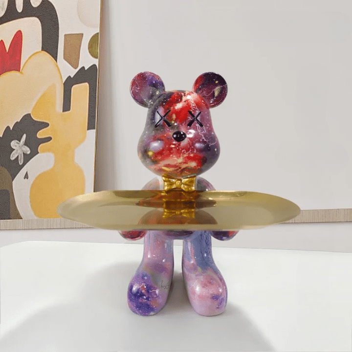 Bearé Luxe – Handcrafted Teddy Sculpture with Elegant Storage Dish for Modern Interiors - All Around Casa