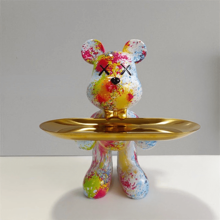 Bearé Luxe – Handcrafted Teddy Sculpture with Elegant Storage Dish for Modern Interiors - All Around Casa