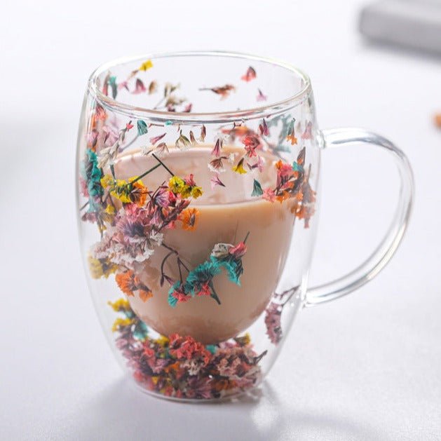Blossura Luxe Glass Mugs – Handcrafted Floral Elegance for Refined Sipping - All Around Casa