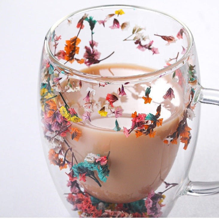 Blossura Luxe Glass Mugs – Handcrafted Floral Elegance for Refined Sipping - All Around Casa