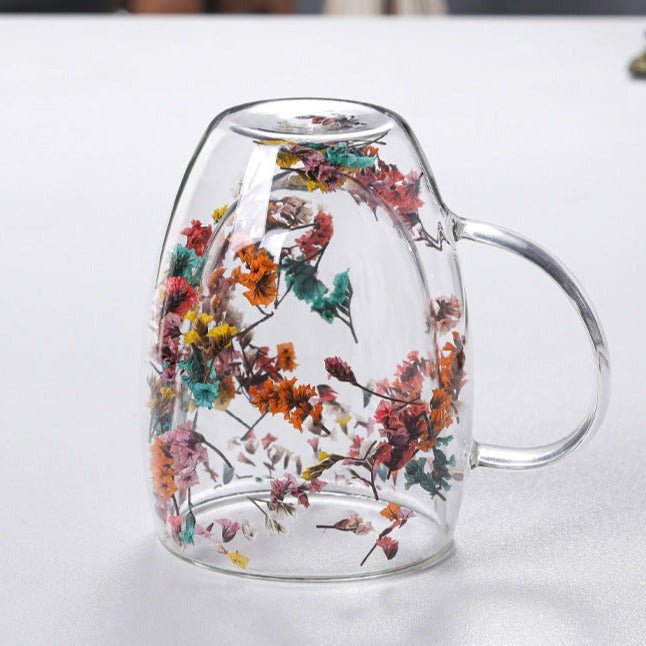 Blossura Luxe Glass Mugs – Handcrafted Floral Elegance for Refined Sipping - All Around Casa