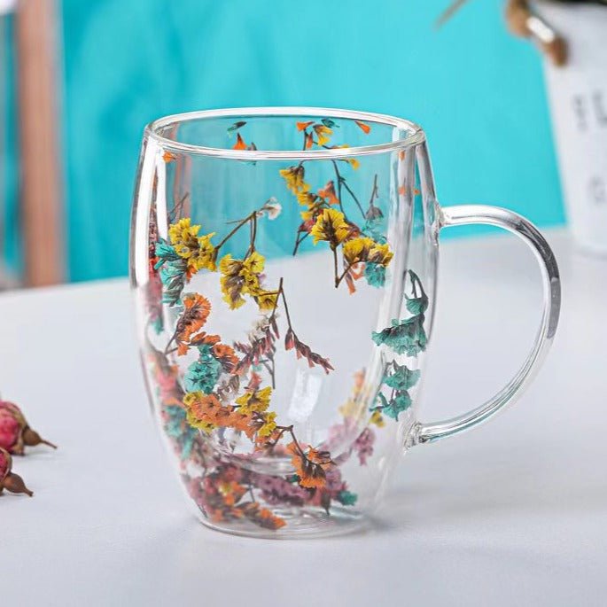 Blossura Luxe Glass Mugs – Handcrafted Floral Elegance for Refined Sipping - All Around Casa