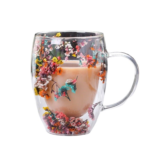 Blossura Luxe Glass Mugs – Handcrafted Floral Elegance for Refined Sipping - All Around Casa