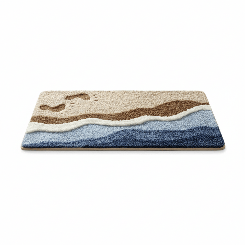 CoastLoom Plush Bath Mat – Soft Absorbent Comfort with Ocean - Inspired Charm - All Around Casa