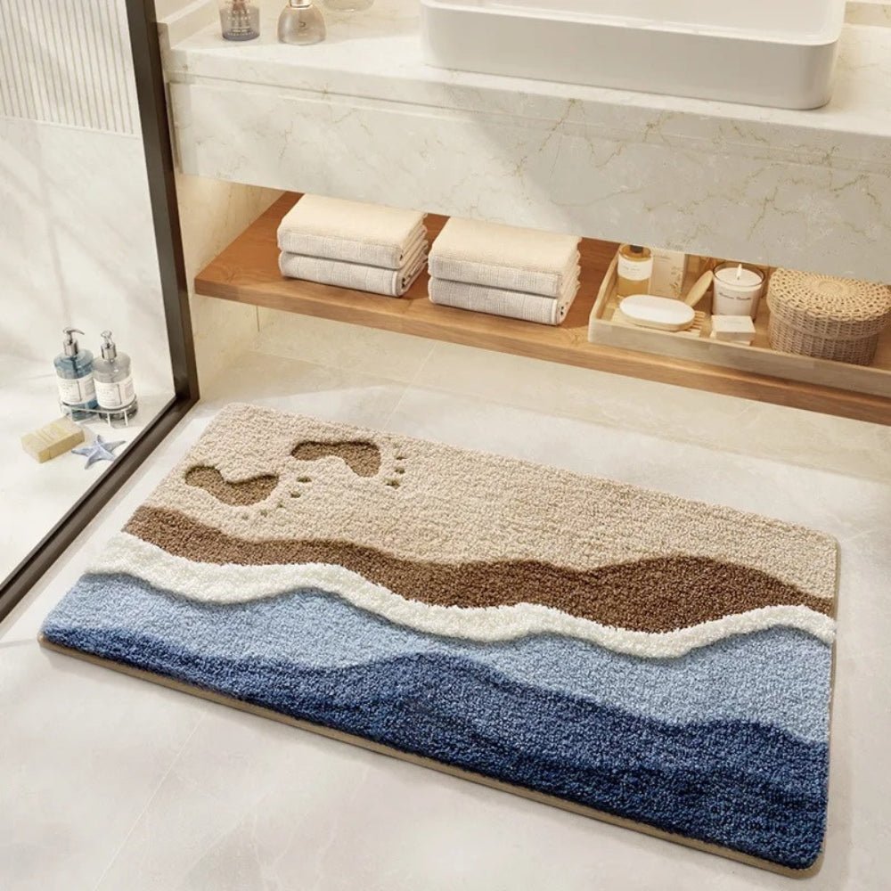 CoastLoom Plush Bath Mat – Soft Absorbent Comfort with Ocean - Inspired Charm - All Around Casa