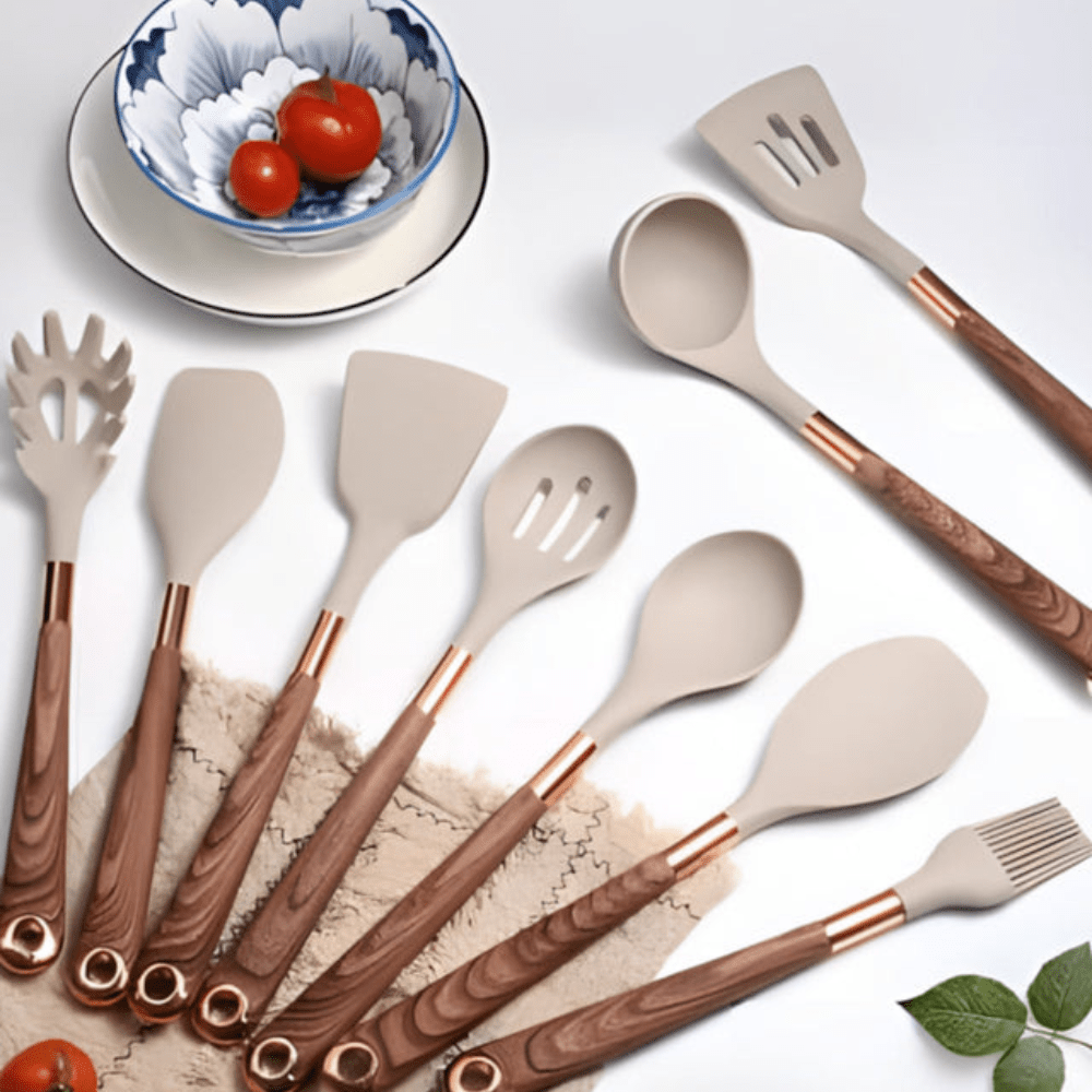 Culinaire Luxe 11 - Piece Cooking Utensil Set – Elegant Gold Accents for Modern Kitchens - All Around Casa