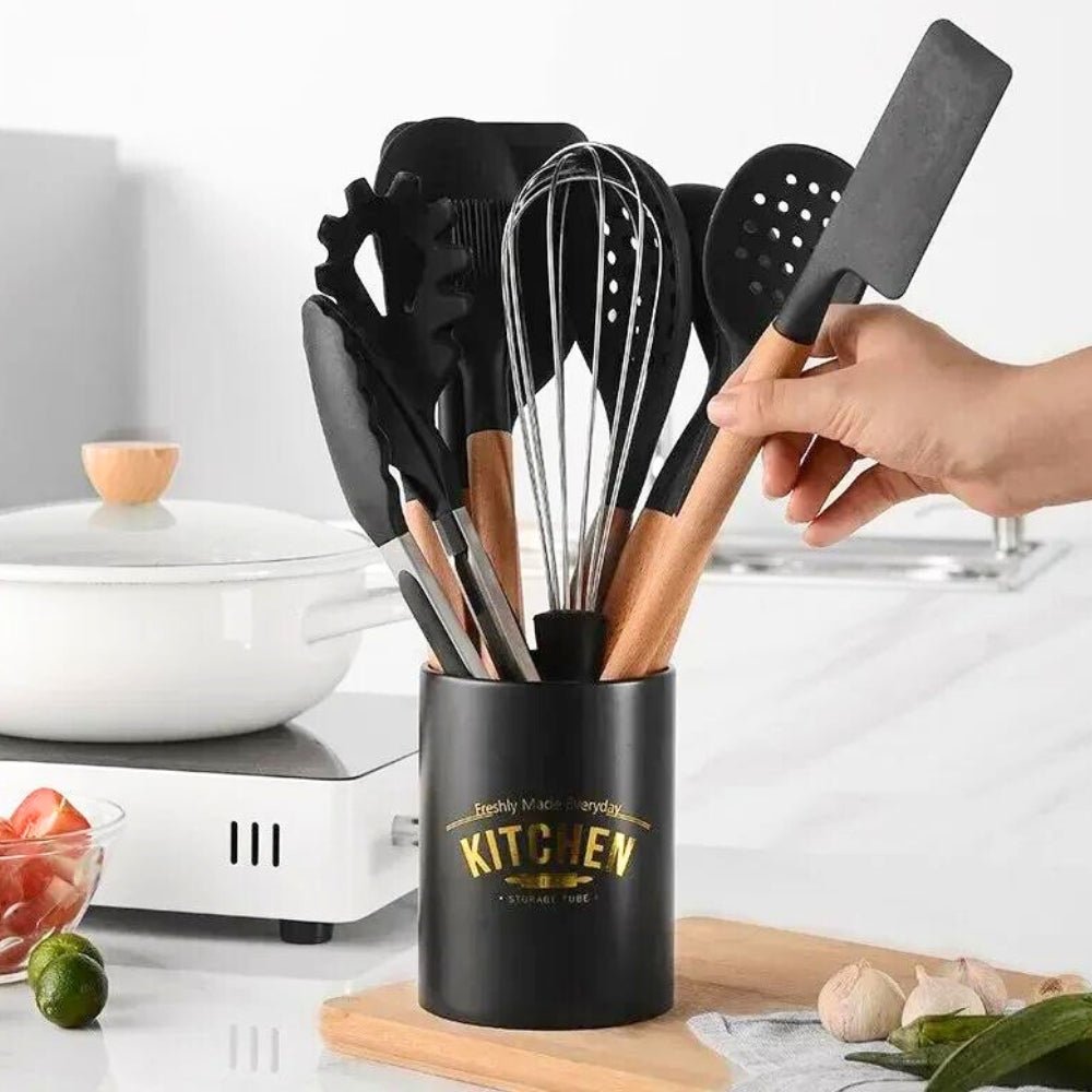 CulinaSilk Elegant Silicone Cooking Set for Effortless Gourmet Creations - All Around Casa
