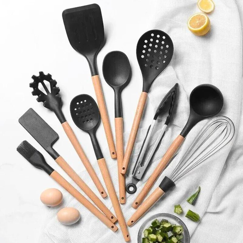 CulinaSilk Elegant Silicone Cooking Set for Effortless Gourmet Creations - All Around Casa