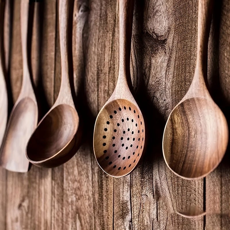 Elmora Luxe Wooden Kitchen Utensil Set – Elegant 5 - Piece Collection for Refined Cooking - All Around Casa