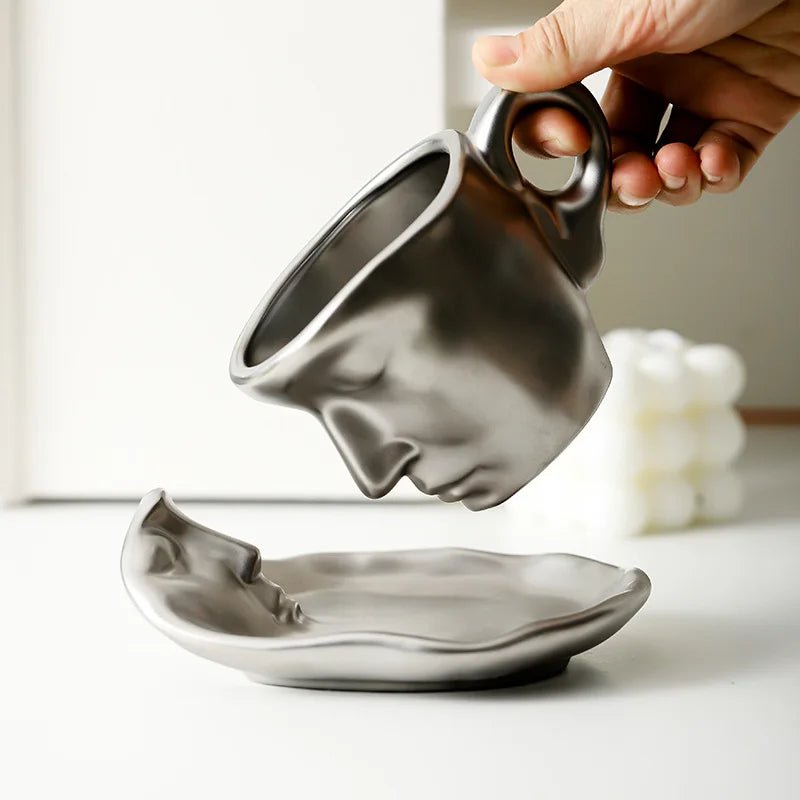 EternalLove Ceramic Kissing Cup & Saucer Set – Romantic Coffee Moments for Two - All Around Casa