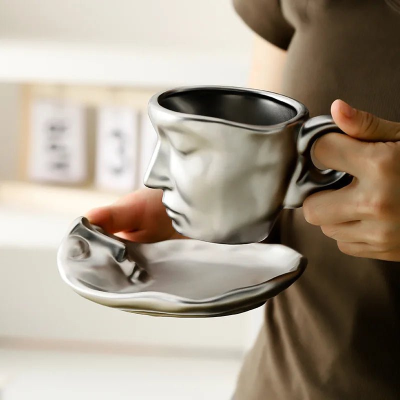 EternalLove Ceramic Kissing Cup & Saucer Set – Romantic Coffee Moments for Two - All Around Casa