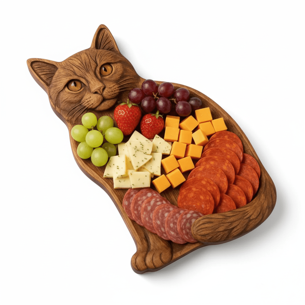 FelineFeast – Elegant Cat - Shaped Charcuterie Board for Stylish Entertaining - All Around Casa