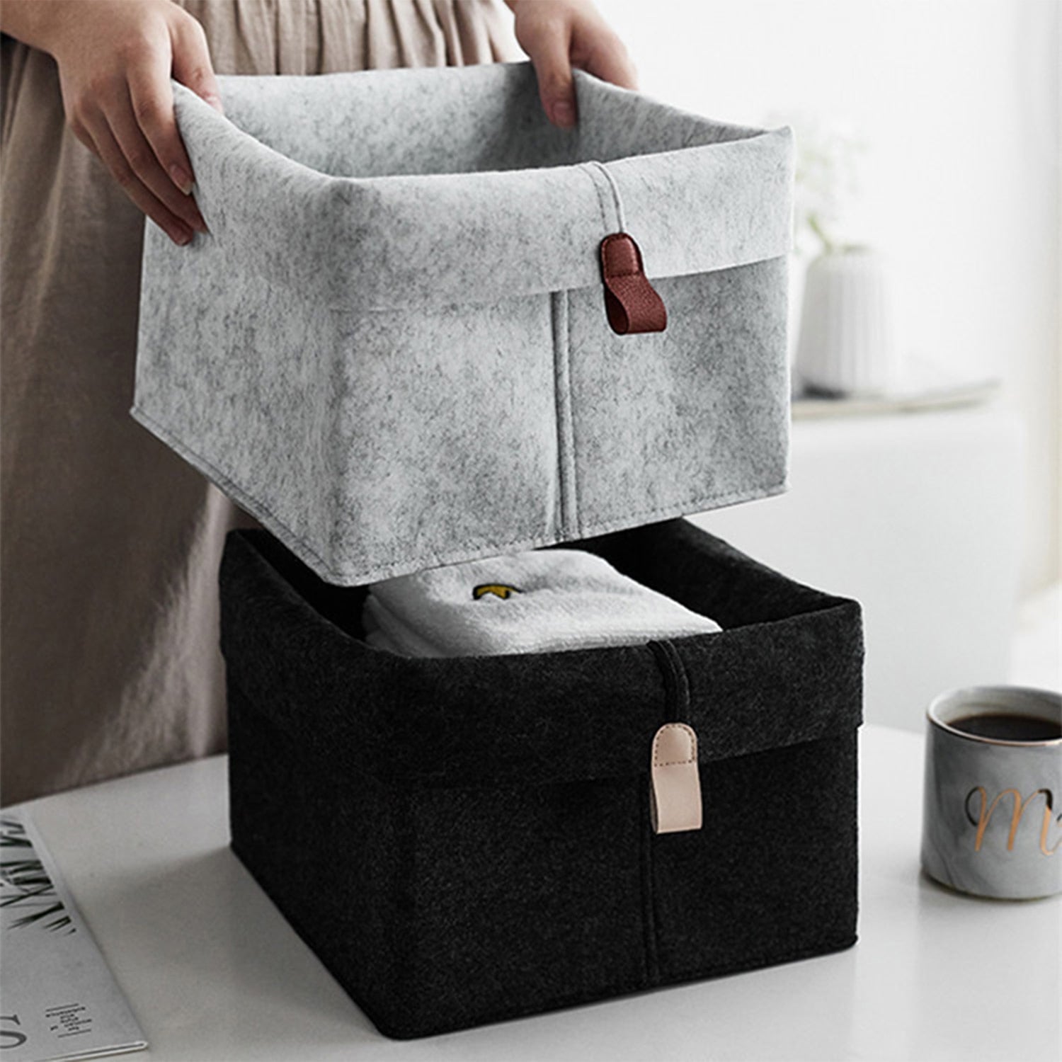 Feltique Luxe Storage Baskets – Elegant Modern Organizers for a Clutter - Free Home - All Around Casa