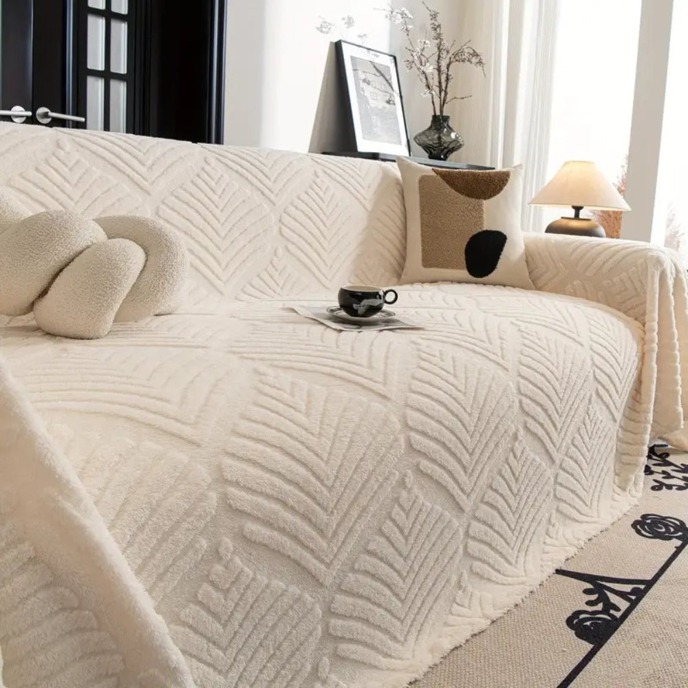 Fleura Herringbone Sofa Cover – Cozy Fleece Elegance for a Refined Living Space - All Around Casa