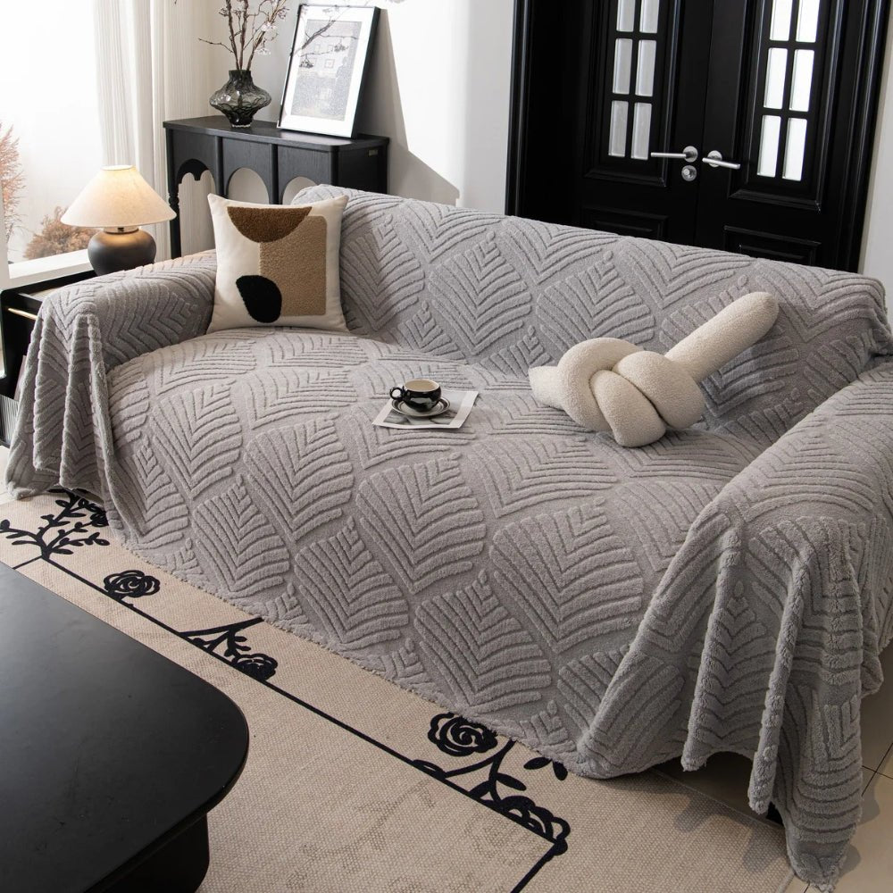 Fleura Herringbone Sofa Cover – Cozy Fleece Elegance for a Refined Living Space - All Around Casa