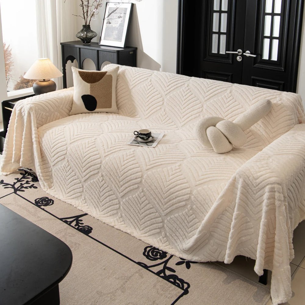 Fleura Herringbone Sofa Cover – Cozy Fleece Elegance for a Refined Living Space - All Around Casa