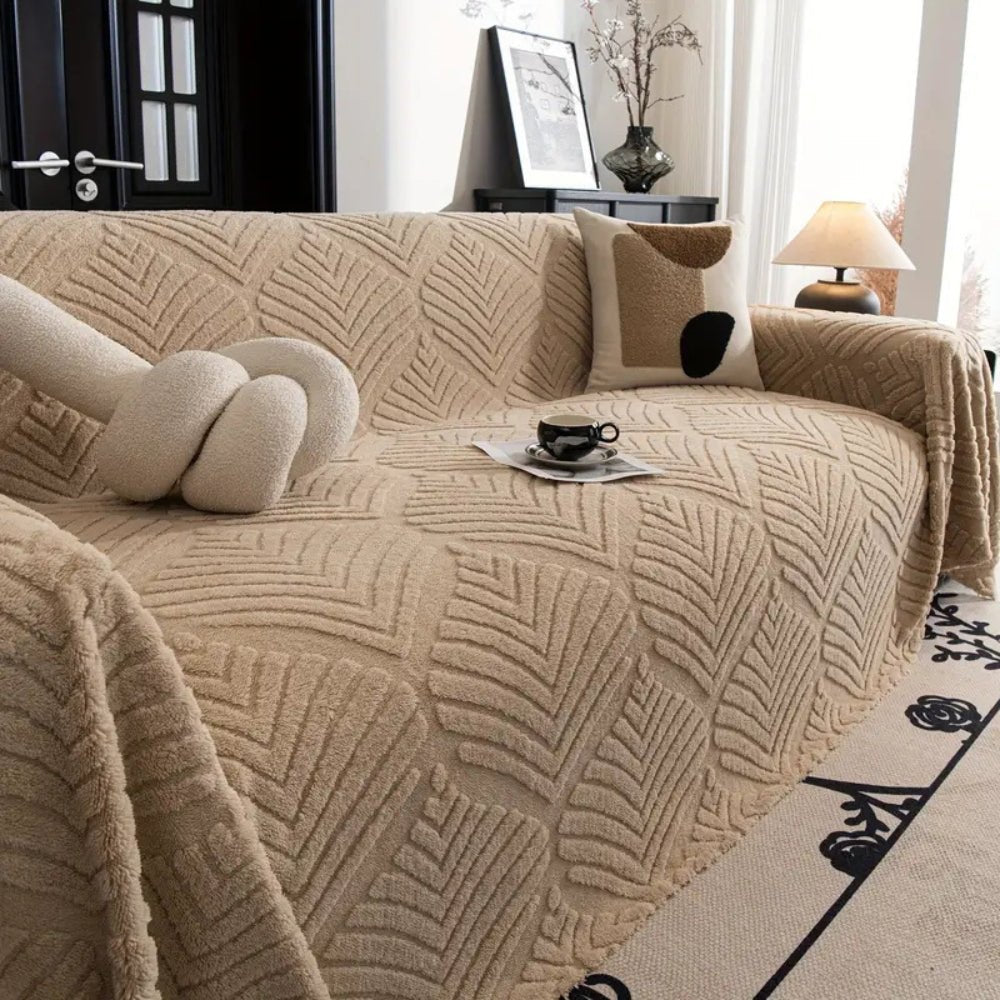Fleura Herringbone Sofa Cover – Cozy Fleece Elegance for a Refined Living Space - All Around Casa