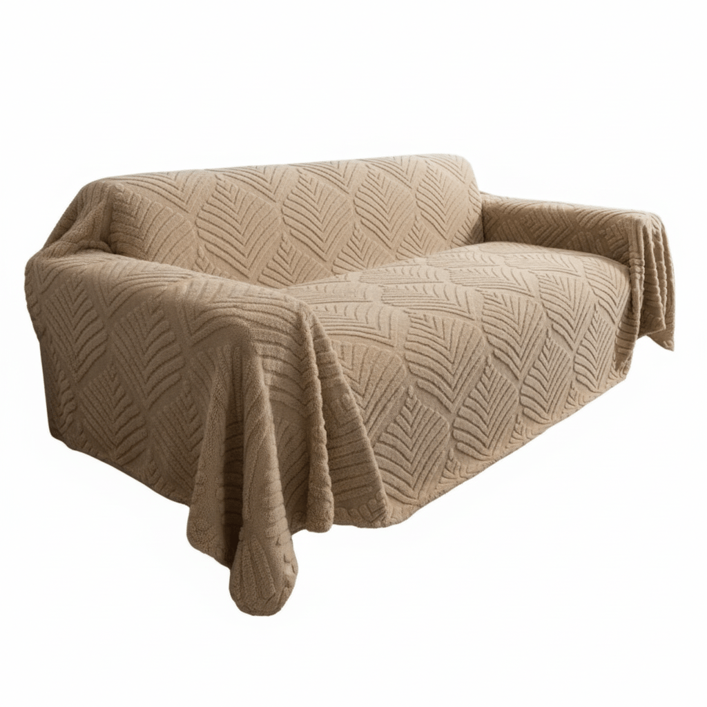 Fleura Herringbone Sofa Cover – Cozy Fleece Elegance for a Refined Living Space - All Around Casa