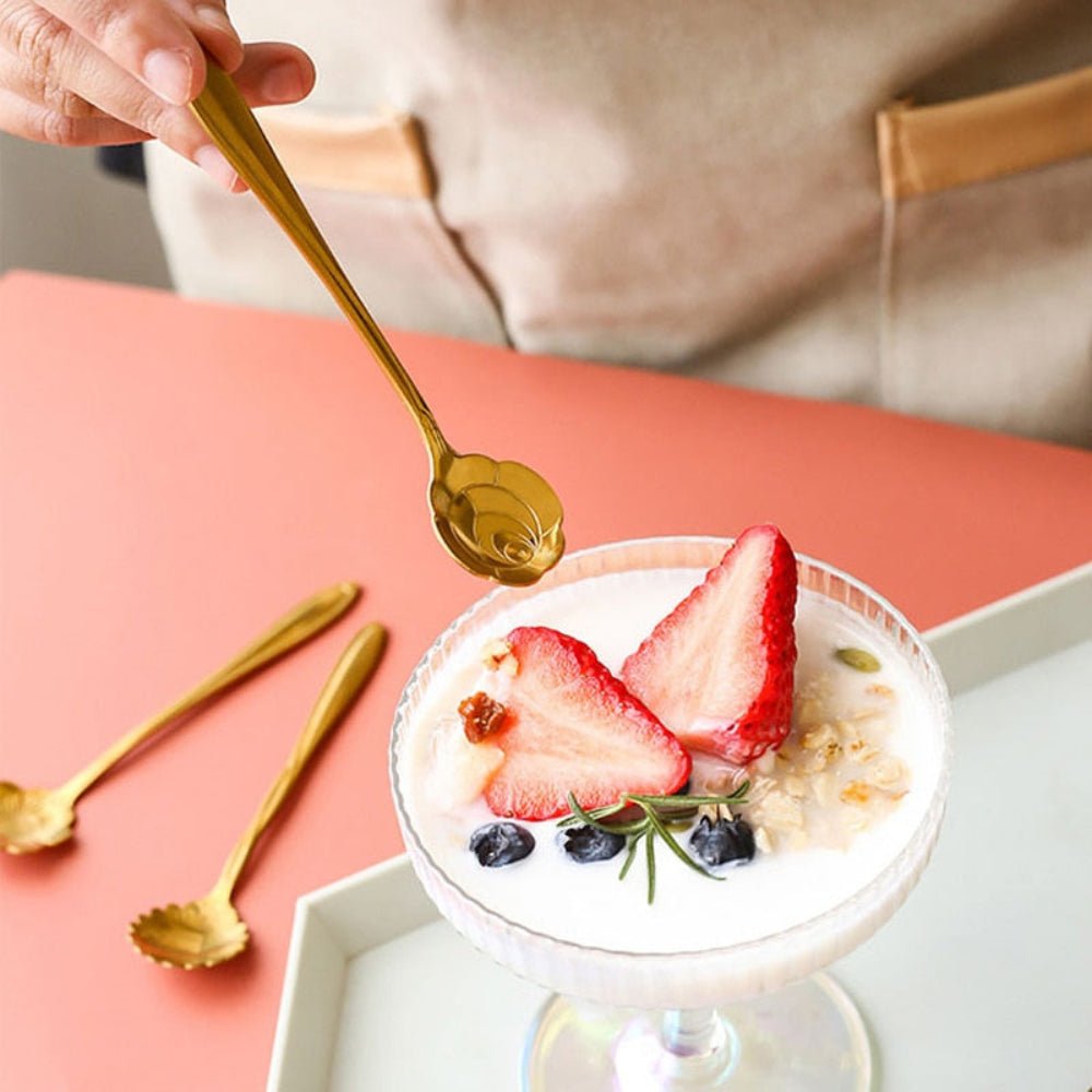 FloraLuxe Elegant Stainless Steel Tea Spoon Set – Artistic Bloom Design for Refined Dining - All Around Casa