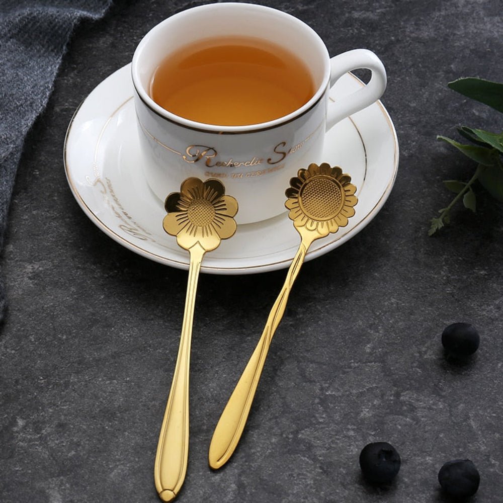 FloraLuxe Elegant Stainless Steel Tea Spoon Set – Artistic Bloom Design for Refined Dining - All Around Casa