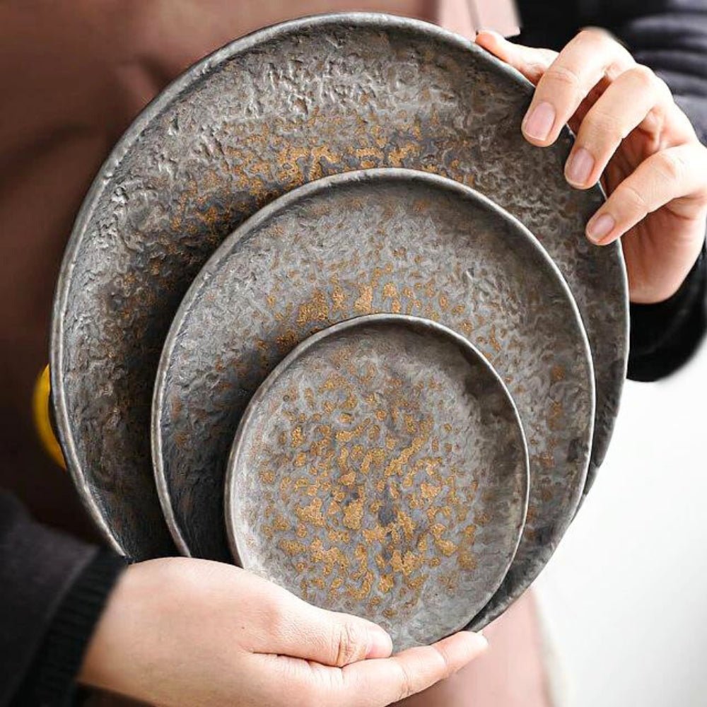 ForgeLuxe Ceramic Plate Set – Elegant Industrial Charm for Modern Dining - All Around Casa