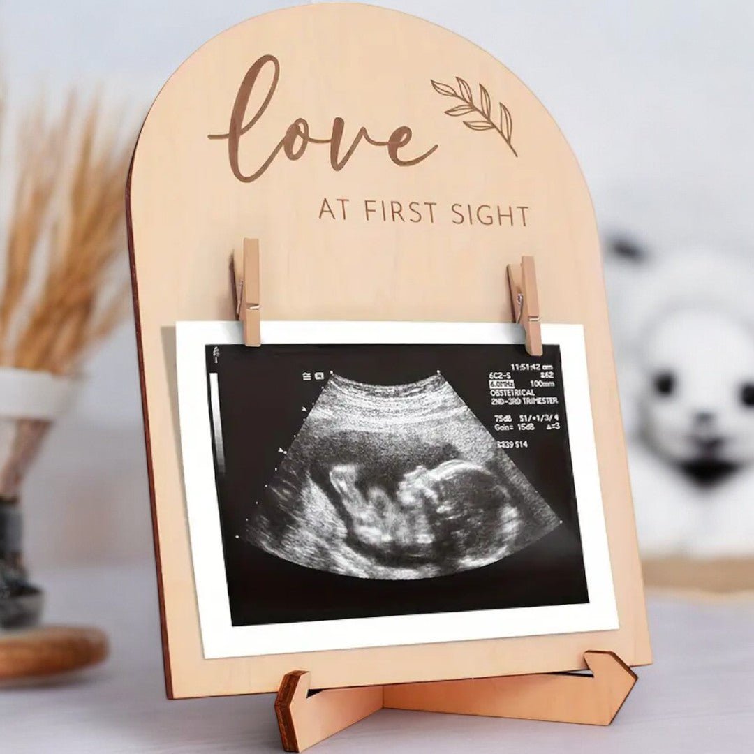 Hello Baby Wooden Memory Frame – Keepsake for Ultrasound & Birth Details - All Around Casa