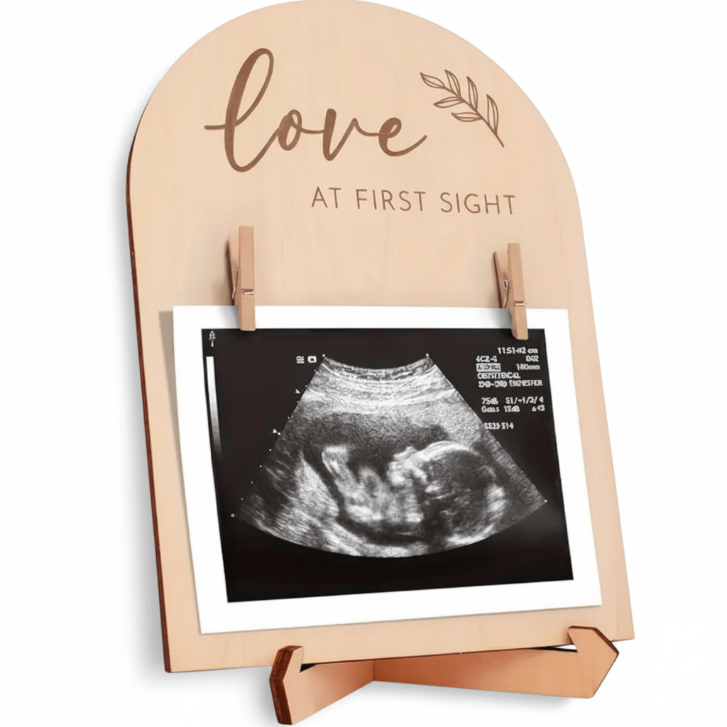 Hello Baby Wooden Memory Frame – Keepsake for Ultrasound & Birth Details - All Around Casa