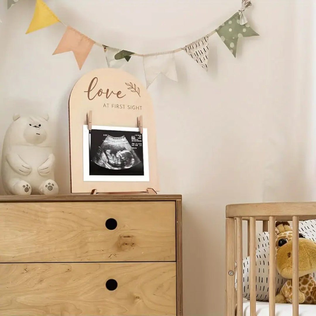 Hello Baby Wooden Memory Frame – Keepsake for Ultrasound & Birth Details - All Around Casa