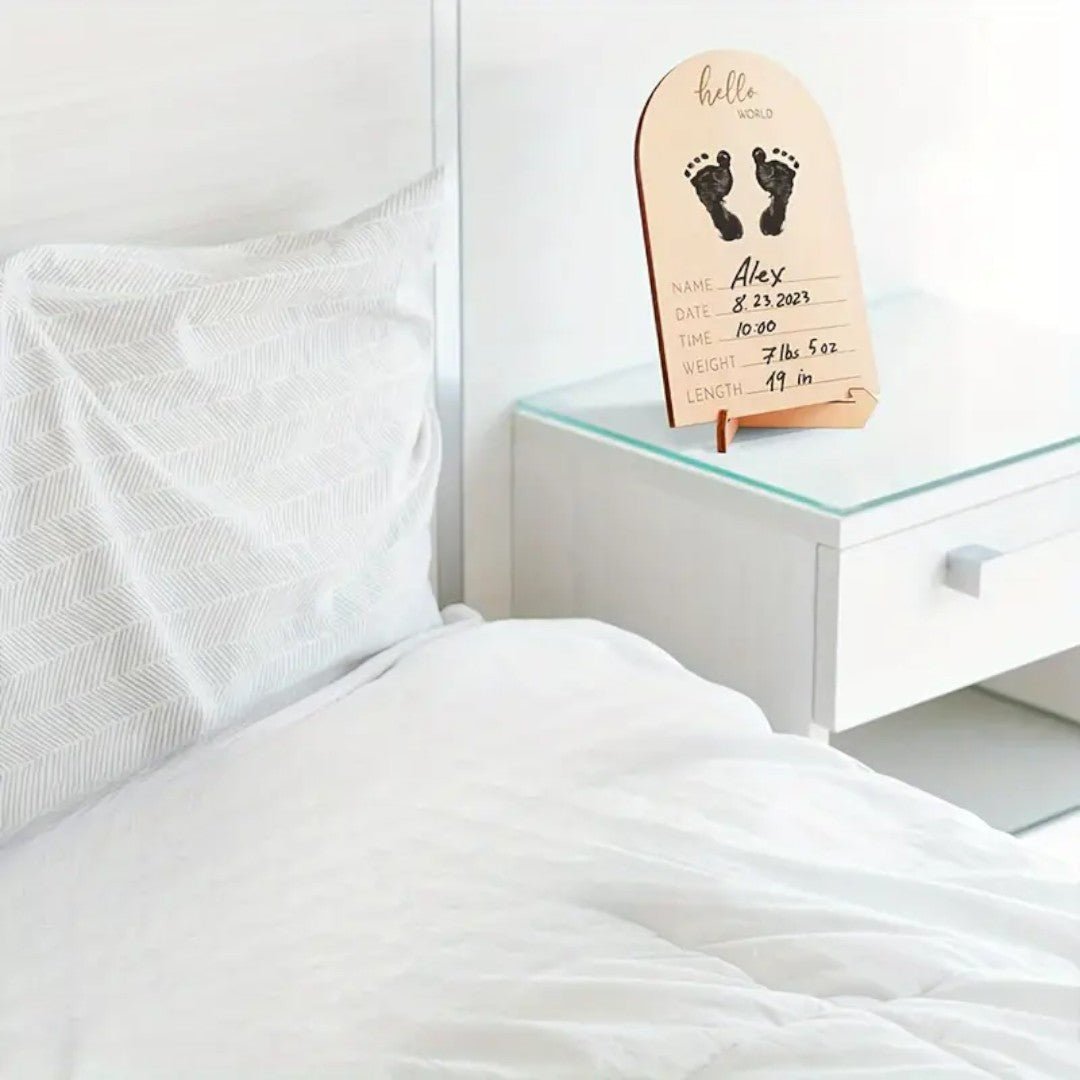 Hello Baby Wooden Memory Frame – Keepsake for Ultrasound & Birth Details - All Around Casa