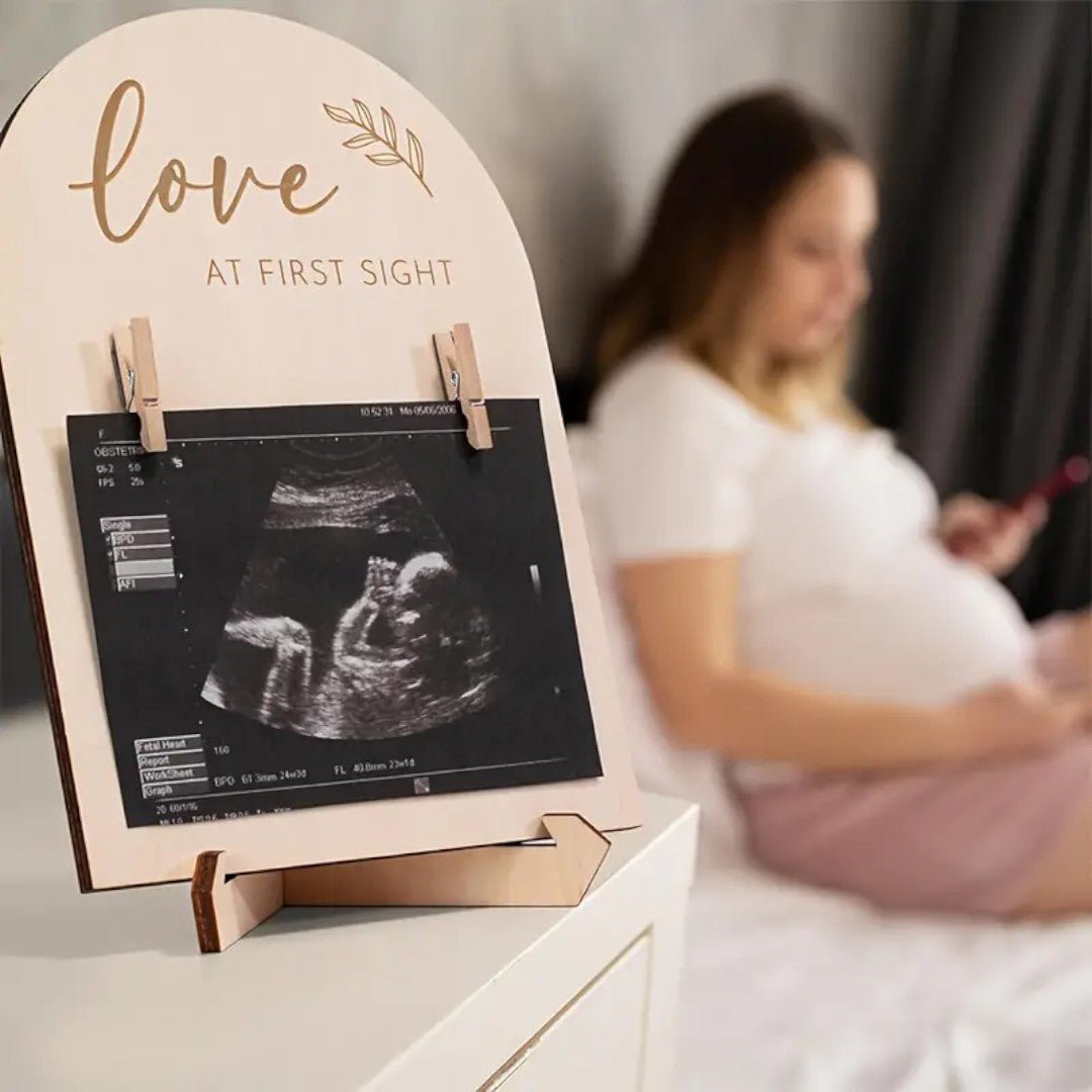 Hello Baby Wooden Memory Frame – Keepsake for Ultrasound & Birth Details - All Around Casa